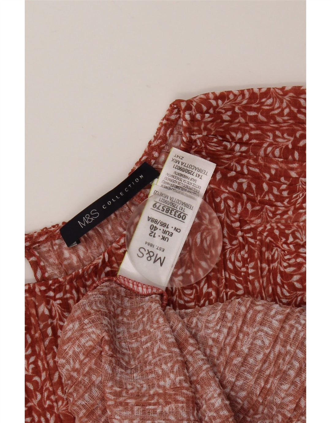 MARKS & SPENCER Blusa de manga larga para mujer UK 40 Medio Rojo Floral