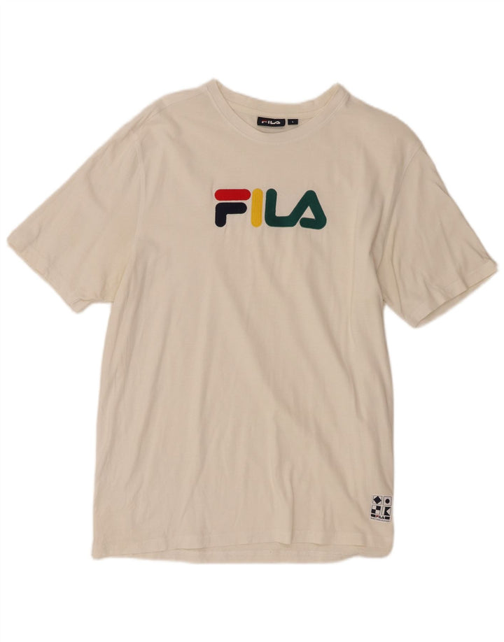 Fila - Camiseta gráfica para hombre, talla grande, algodón blanco