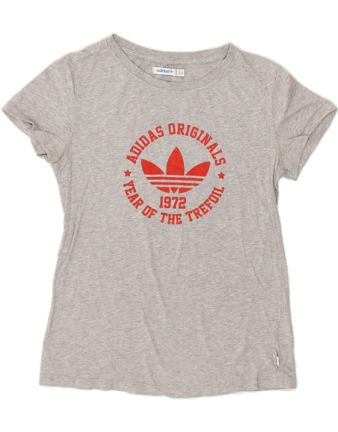 ADIDAS Womens Graphic T-Shirt Top IT 42 Small Grey Cotton | Vintage Adidas | Thrift | Second-Hand Adidas | Used Clothing | Messina Hembry 