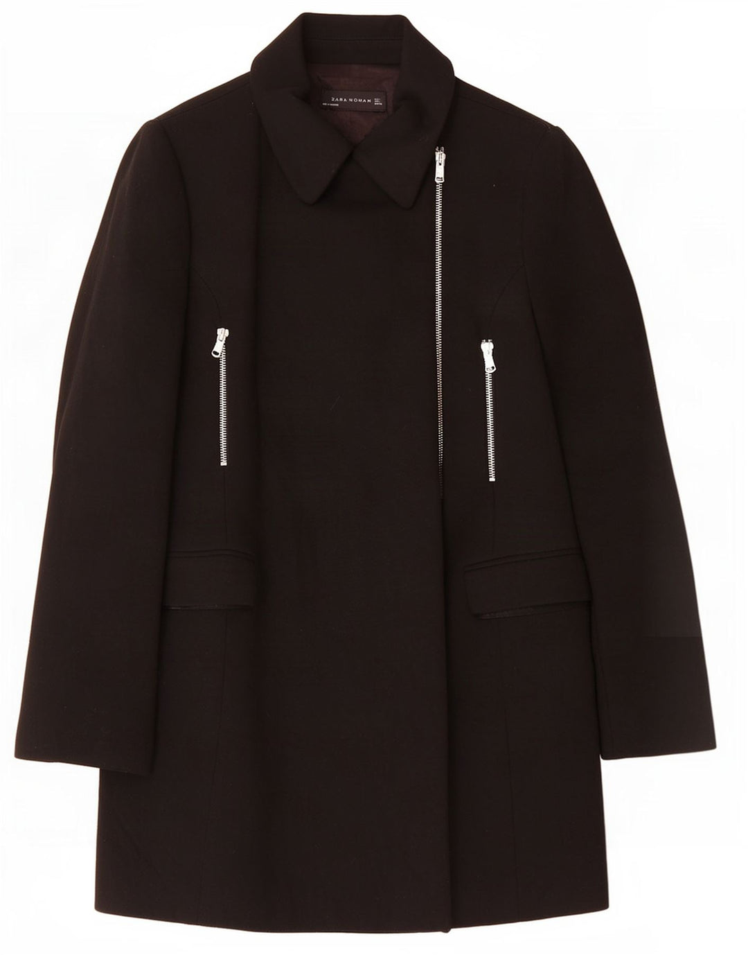 Zara Mujer Abrigo Reino Unido 44 Grande Negro