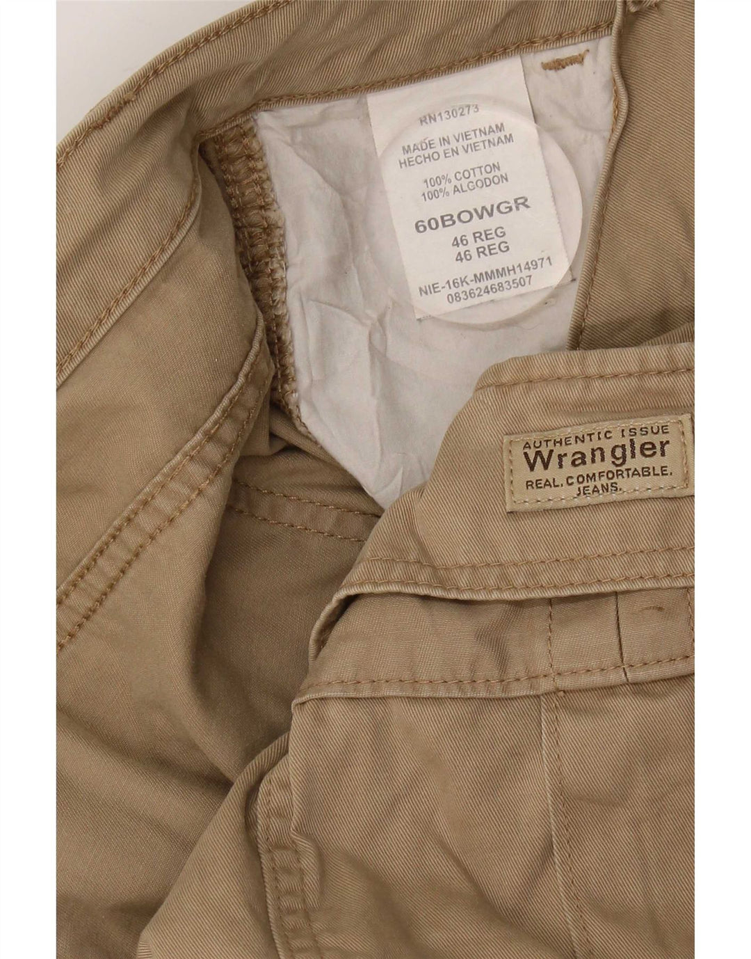 Wrangler Pantalones cortos cargo para hombre W46 3XL Algodón beige