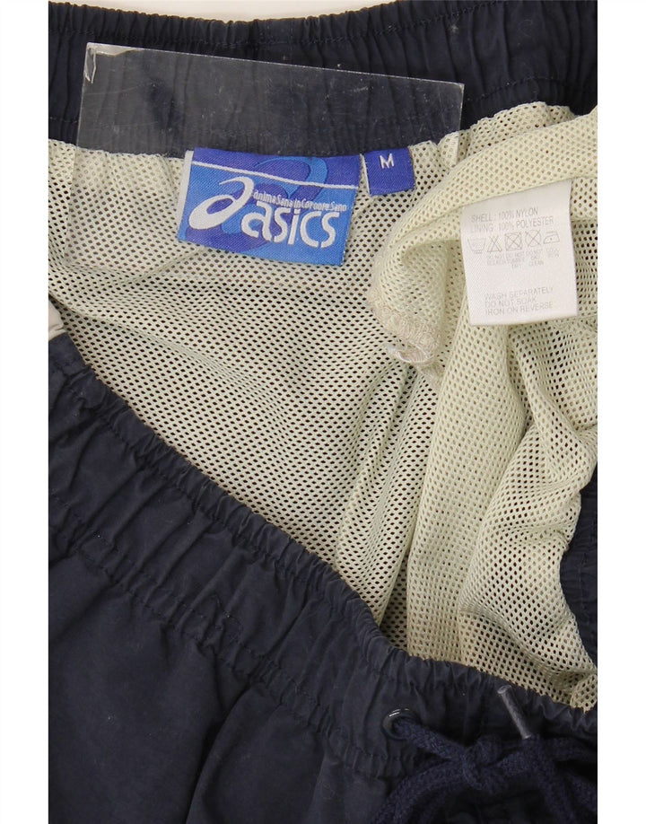 Pantalones cortos deportivos Asics para hombre Nylon azul marino mediano con bloques de color