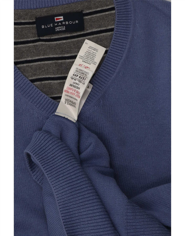 Marks & Spencer Jersey con Cuello en V Azul Harbor para Hombre Algodón Azul Medio