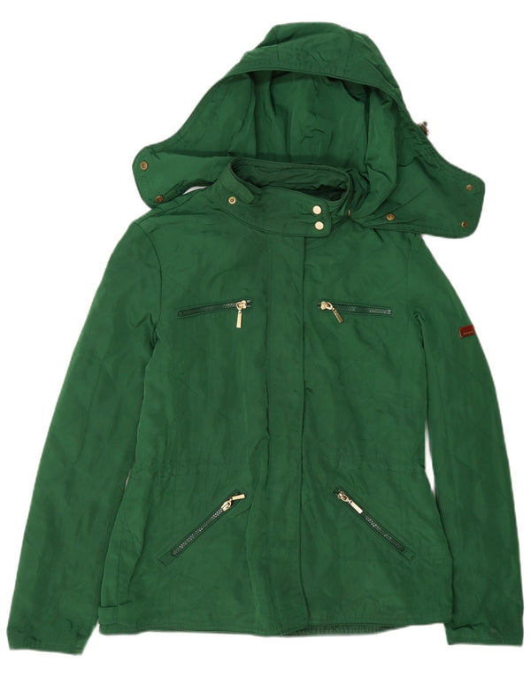Zara Chaqueta utilitaria acolchada con capucha para mujer Reino Unido 44 Poliéster verde grande
