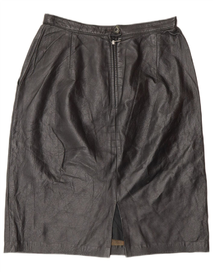 VINTAGE Falda de cuero para mujer W24 XS Negro