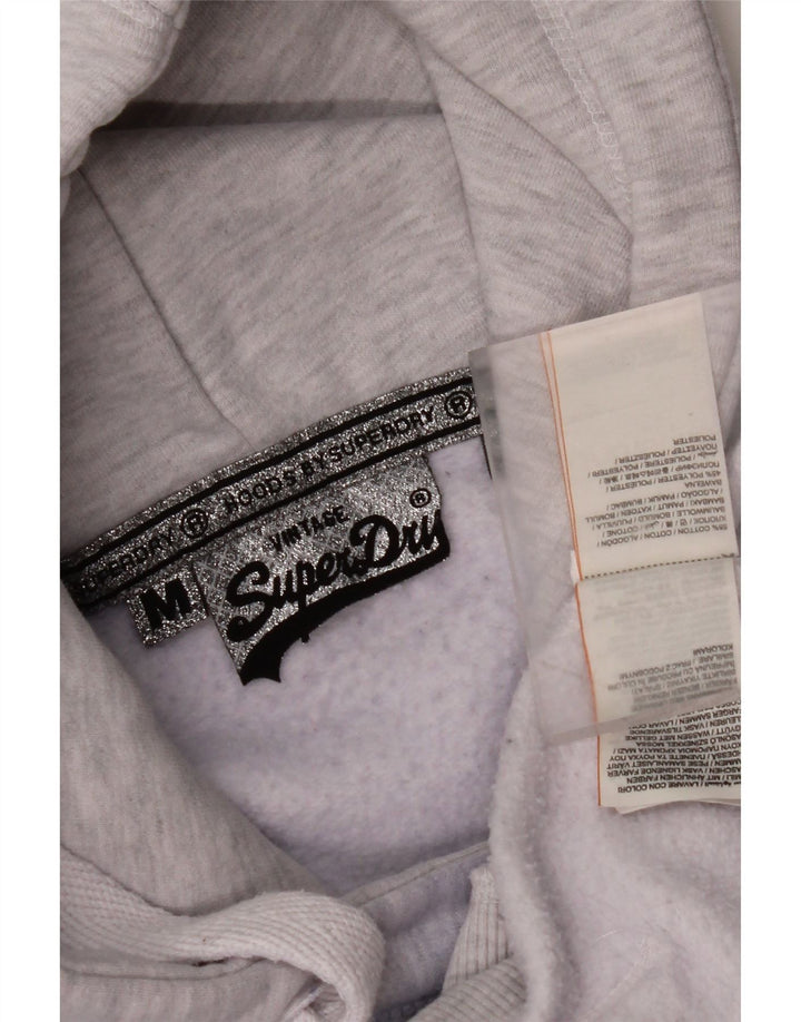 SUPERDRY Jersey con capucha gráfica para mujer UK 44 Algodón moteado gris medio