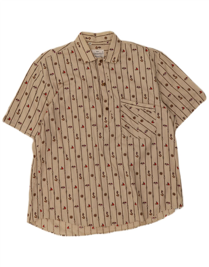 Greenfield Camisa tipo jersey con patrón abstracto para hombre, talla 41 16, grande, color beige