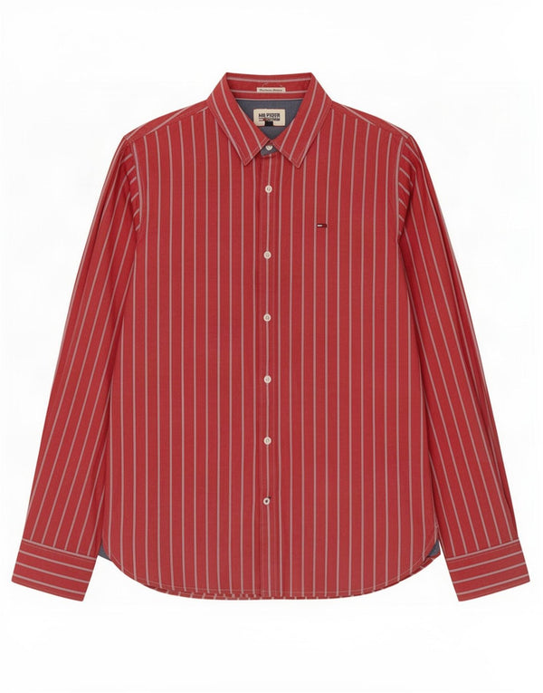 Camisa Tommy Hilfiger Hombre Algodón Rayas Rojas Medianas