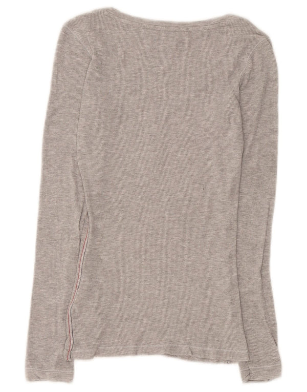 Tommy Hilfiger Womens Top Long Sleeve UK 8 Small Grey Viscose