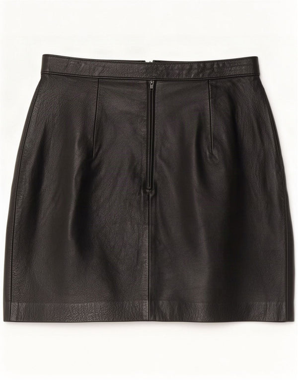 Falda de cuero vintage para mujer Mediana W28 Negro