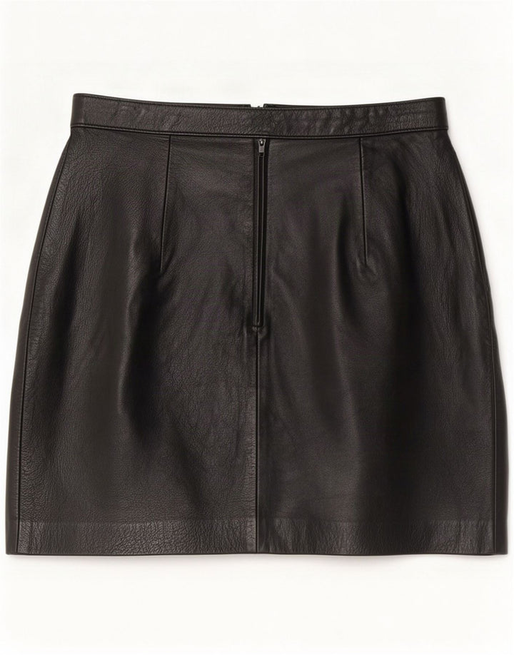 Falda de cuero vintage para mujer Mediana W28 Negro