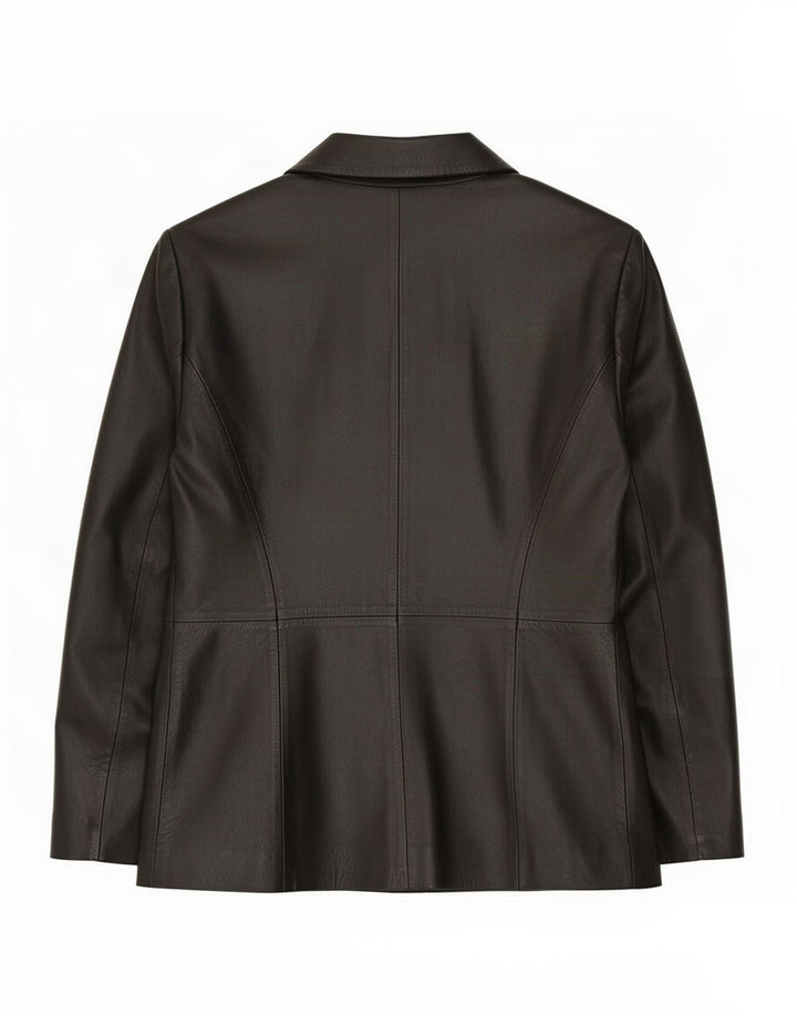 Milan Chaqueta Blazer de Cuero con 2 Botones para Mujer UK 46 Grande Negro
