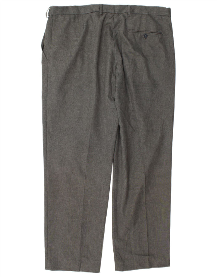 Marks & Spencer Pantalón de traje de corte regular para hombre W36 L29 Poliéster gris