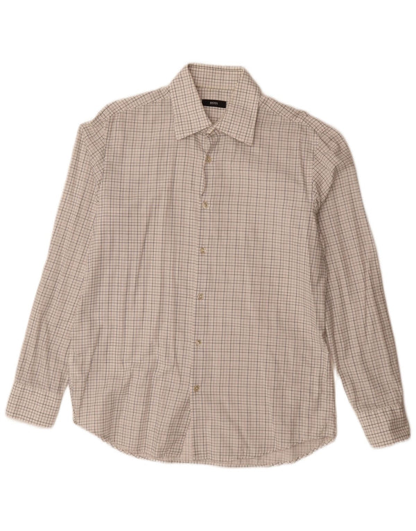 Camisa Hugo Boss Hombre Talla 41 16 Algodón Cuadros Blanco Grande