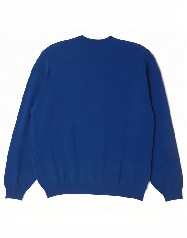Benetton Jersey Con Cuello En V Para Hombre 2XL Lana Merino Azul