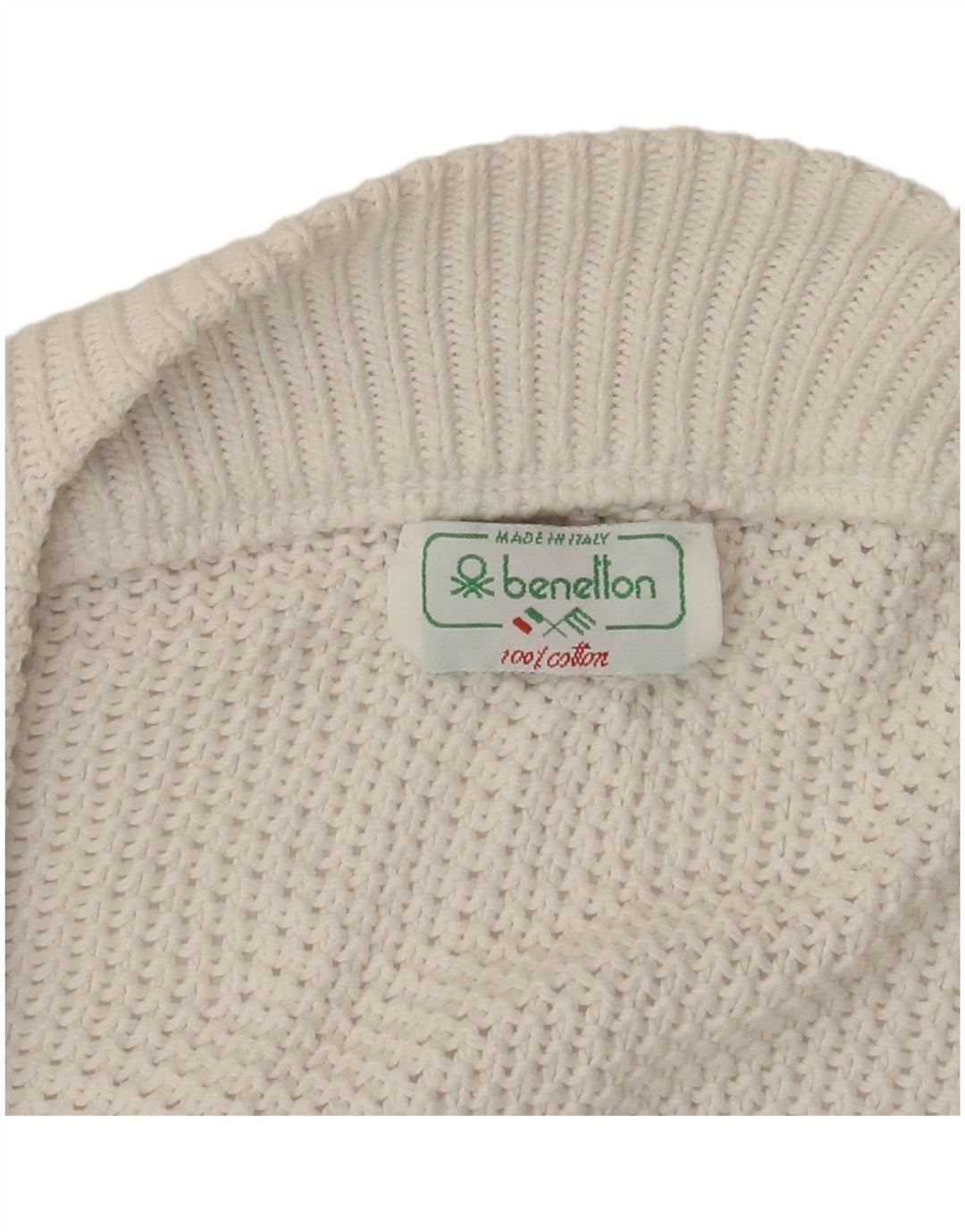 BENETTON Suéter tipo cárdigan para mujer UK 10 Small White Cotton