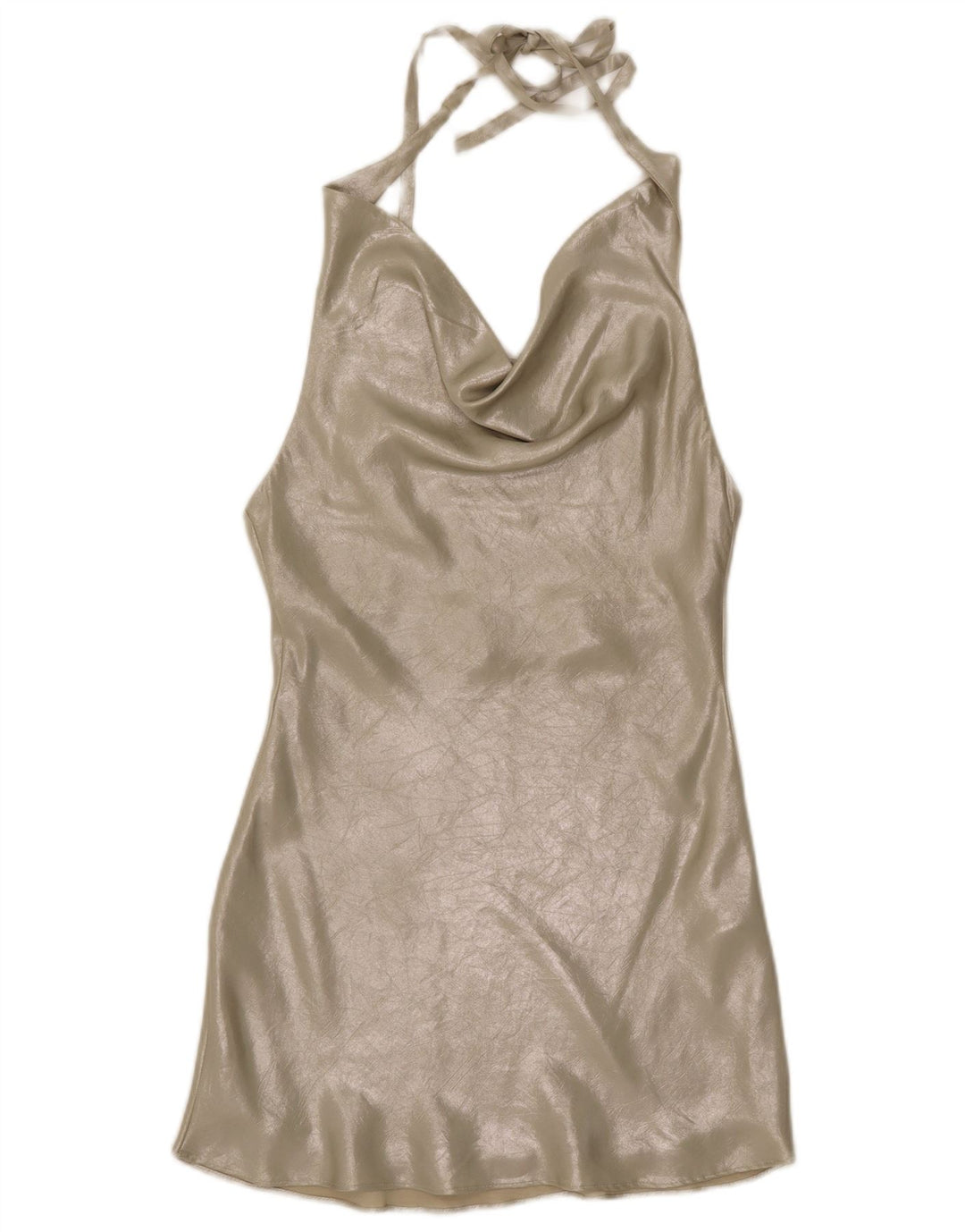 Zara Vestido Halter Mujer UK 6 XS Poliéster Plateado