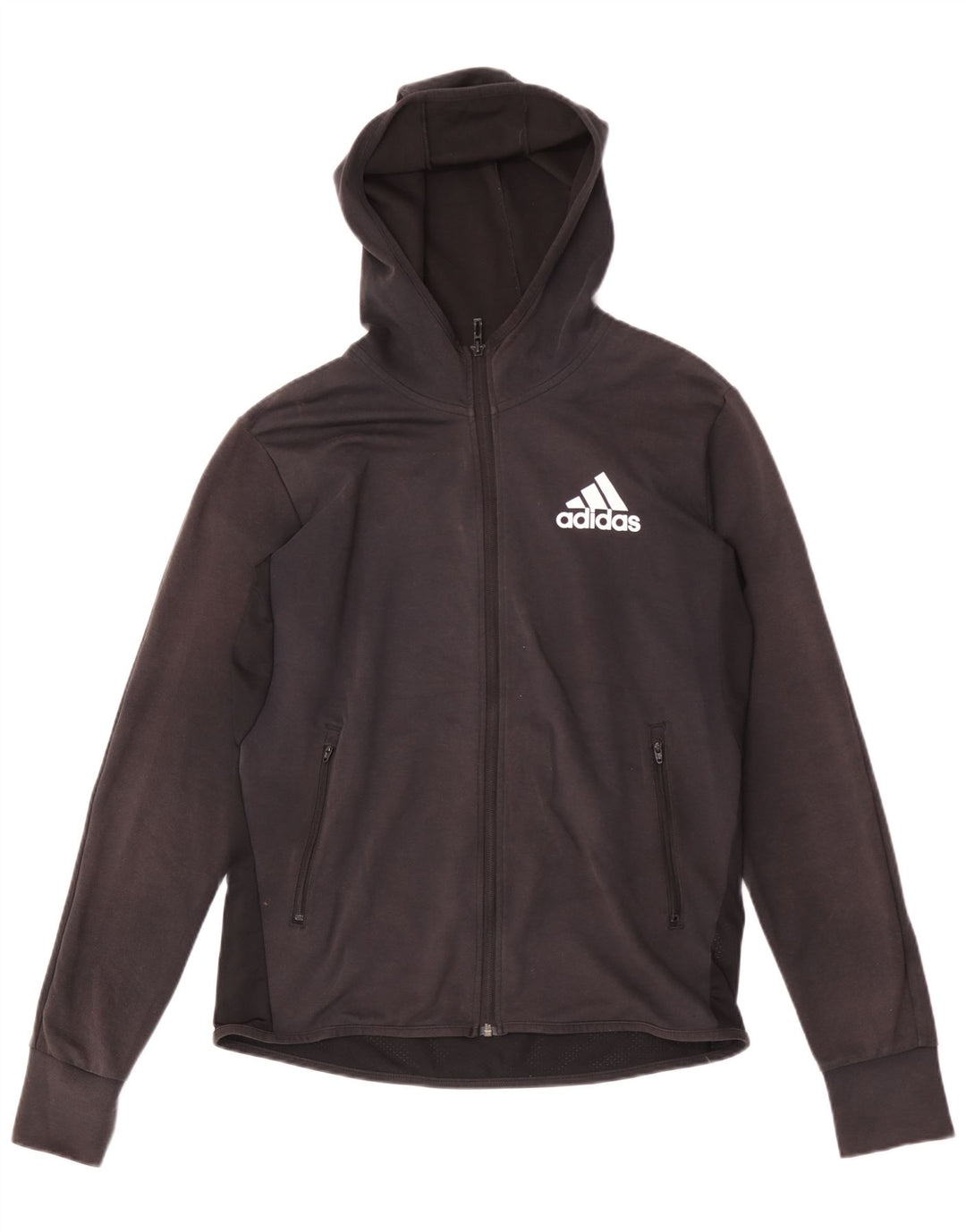 Adidas - Sudadera con capucha y cremallera para hombre, algodón negro mediano