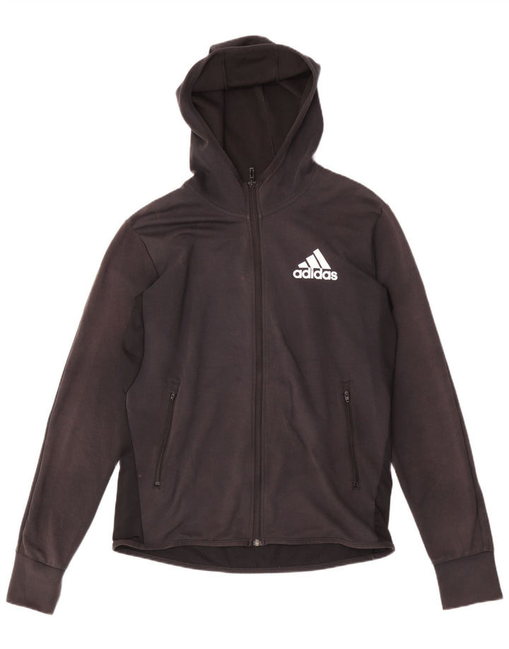 Adidas - Sudadera con capucha y cremallera para hombre, algodón negro mediano