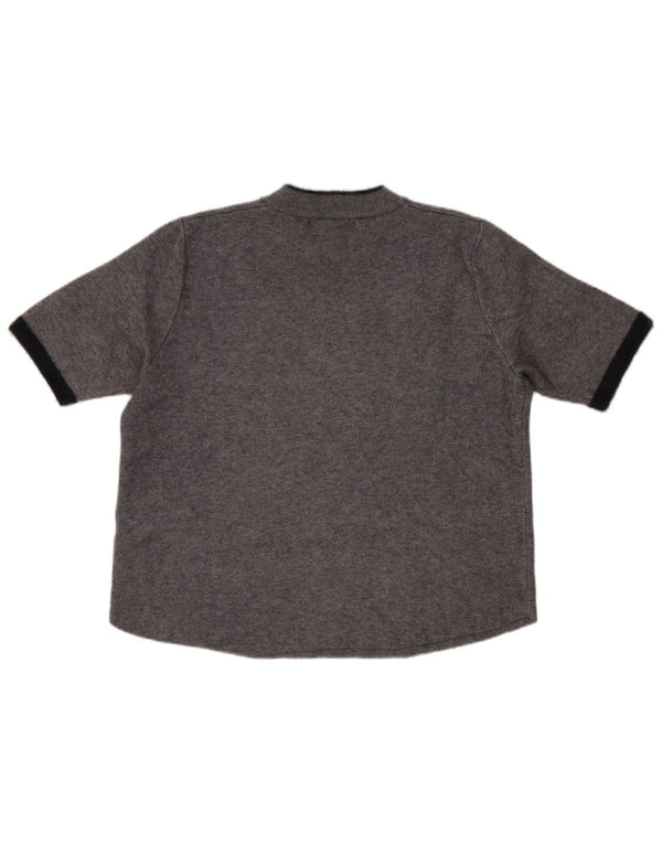 Zara Mujer Crop Manga Corta Cuello Alto Jersey Jersey UK 10 Small Gris