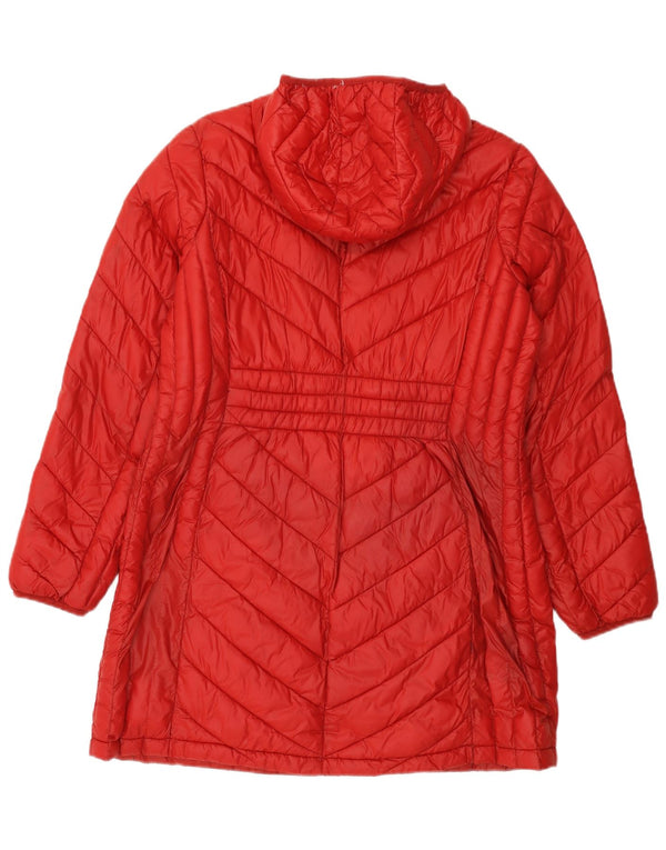 Michael Kors Abrigo acolchado con capucha para mujer UK 46 Large Nylon rojo