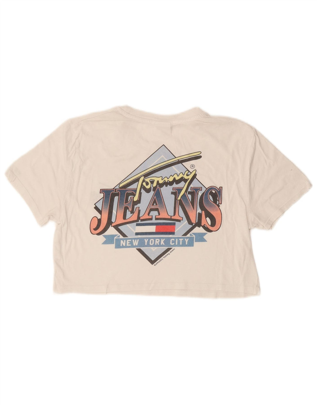 TOMMY HILFIGER Camiseta corta con gráfico para mujer UK 10 Small White