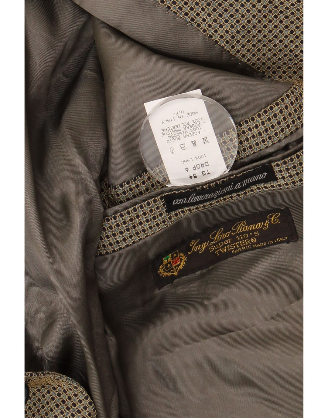 Ing Loro Piona & Co. Chaqueta tipo blazer de 2 botones para hombre IT 54 2XL Caqui manchado