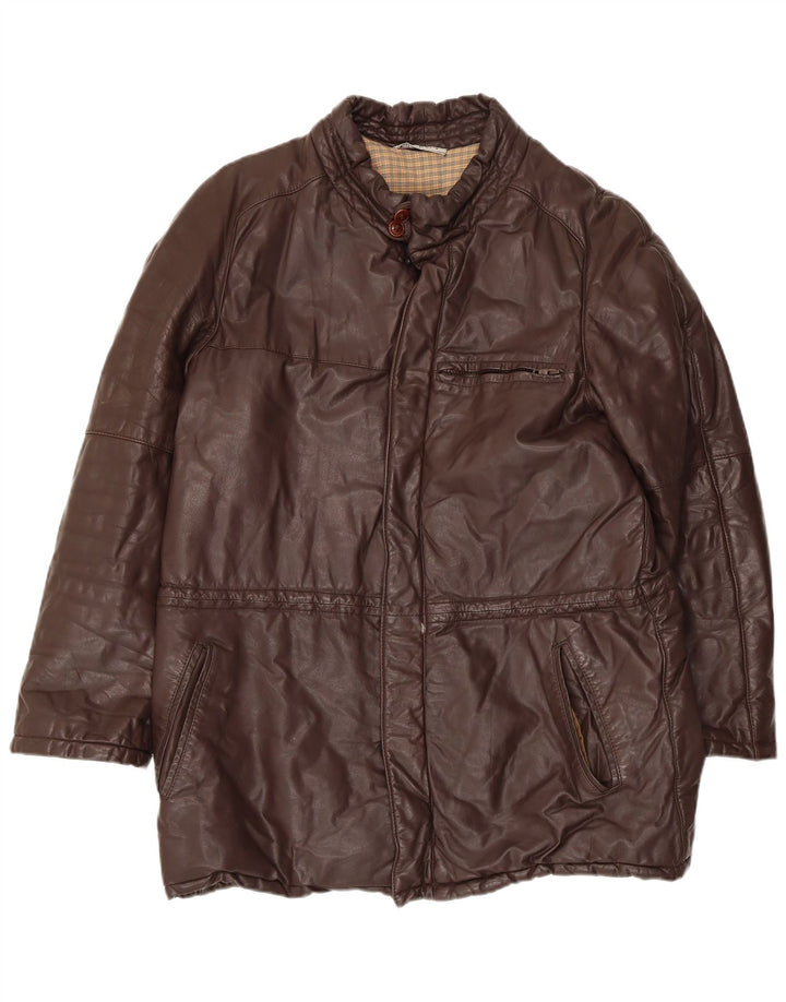 Monpel Chaqueta de cuero para hombre IT 48 Cuero marrón medio