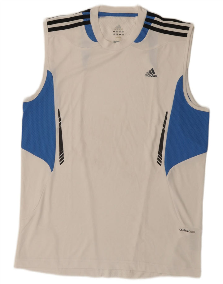 Adidas Hombre Climacool Vest Top Medio Blanco Colorblock Poliéster