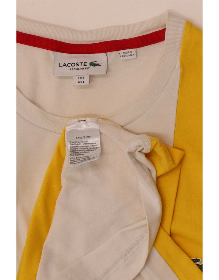Lacoste Camiseta gráfica para hombre talla 5 grande bloque de color multicolor