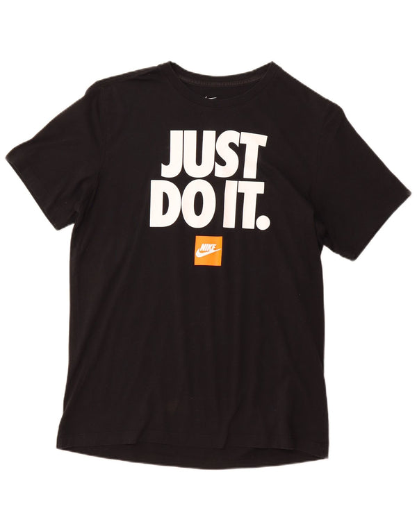 NIKE Camiseta gráfica para hombre Top grande de algodón negro