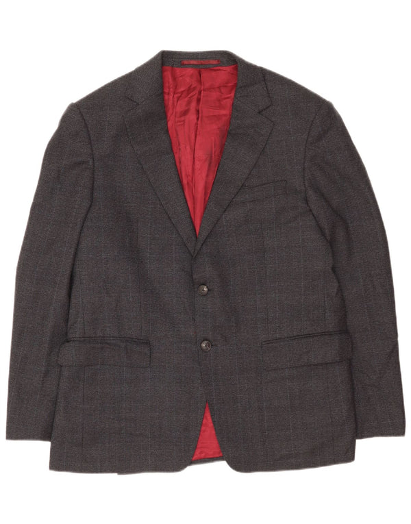 Marks & Spencer Chaqueta tipo blazer de 2 botones para hombre UK 40 Large Grey Check Wool