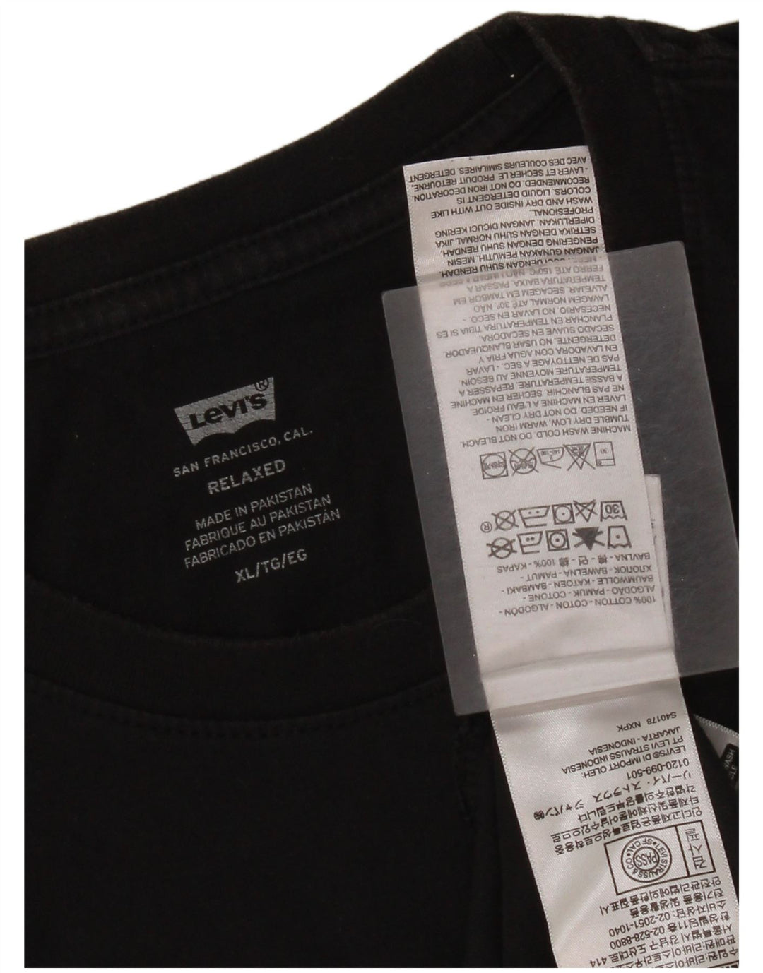 Levi's Camiseta gráfica de corte relajado para hombre Top XL Algodón negro