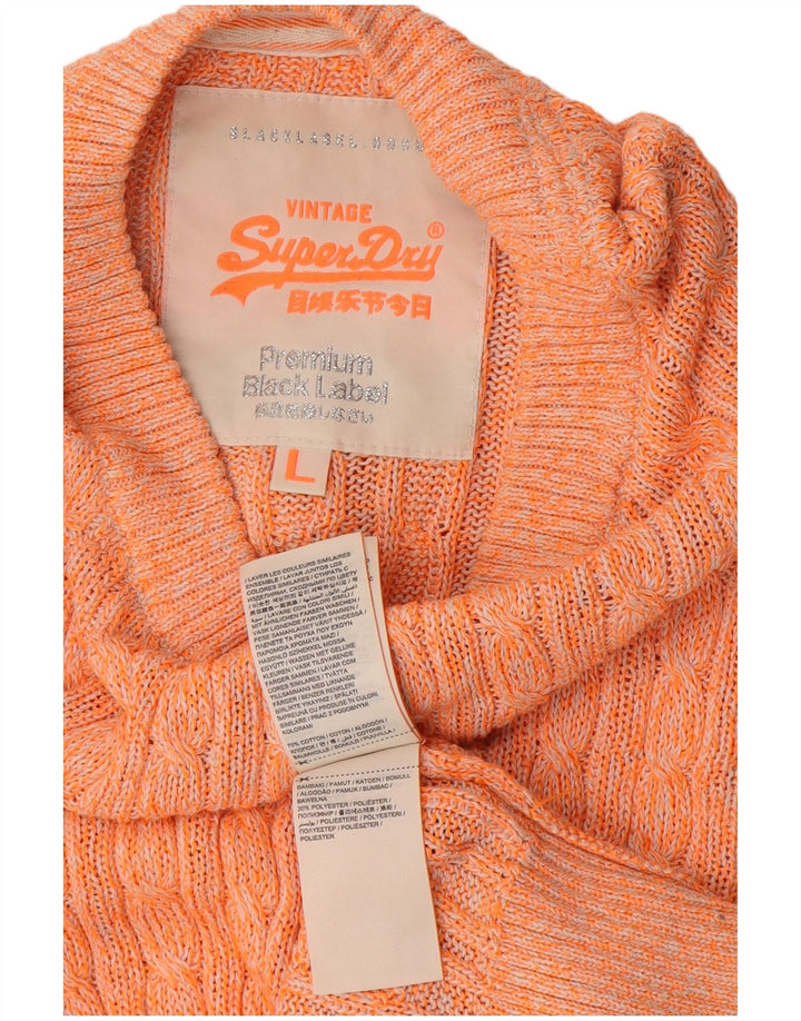 Superdry Jersey de cuello redondo para mujer, talla 44, algodón moteado naranja grande