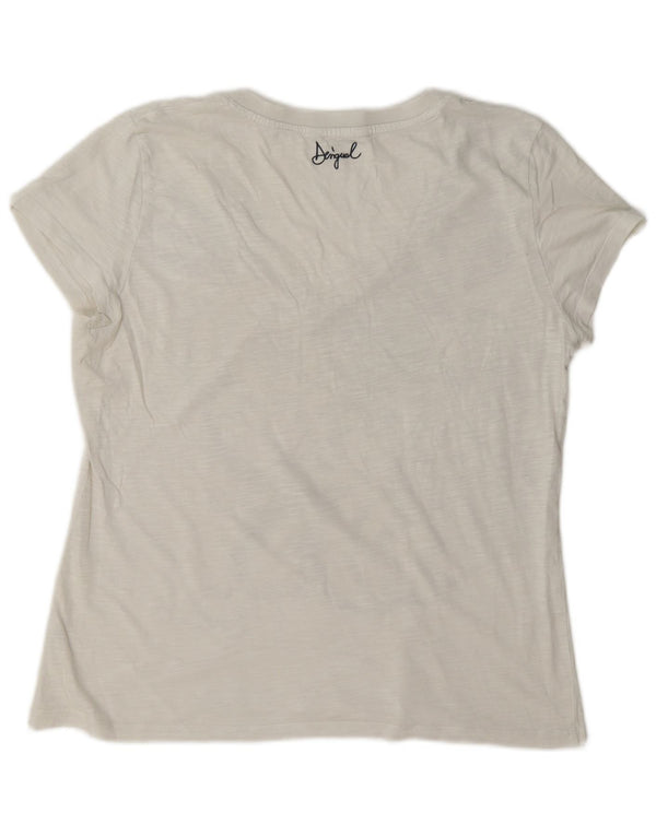 Desigual - Camiseta gráfica para mujer, talla 40, talla grande, color blanco