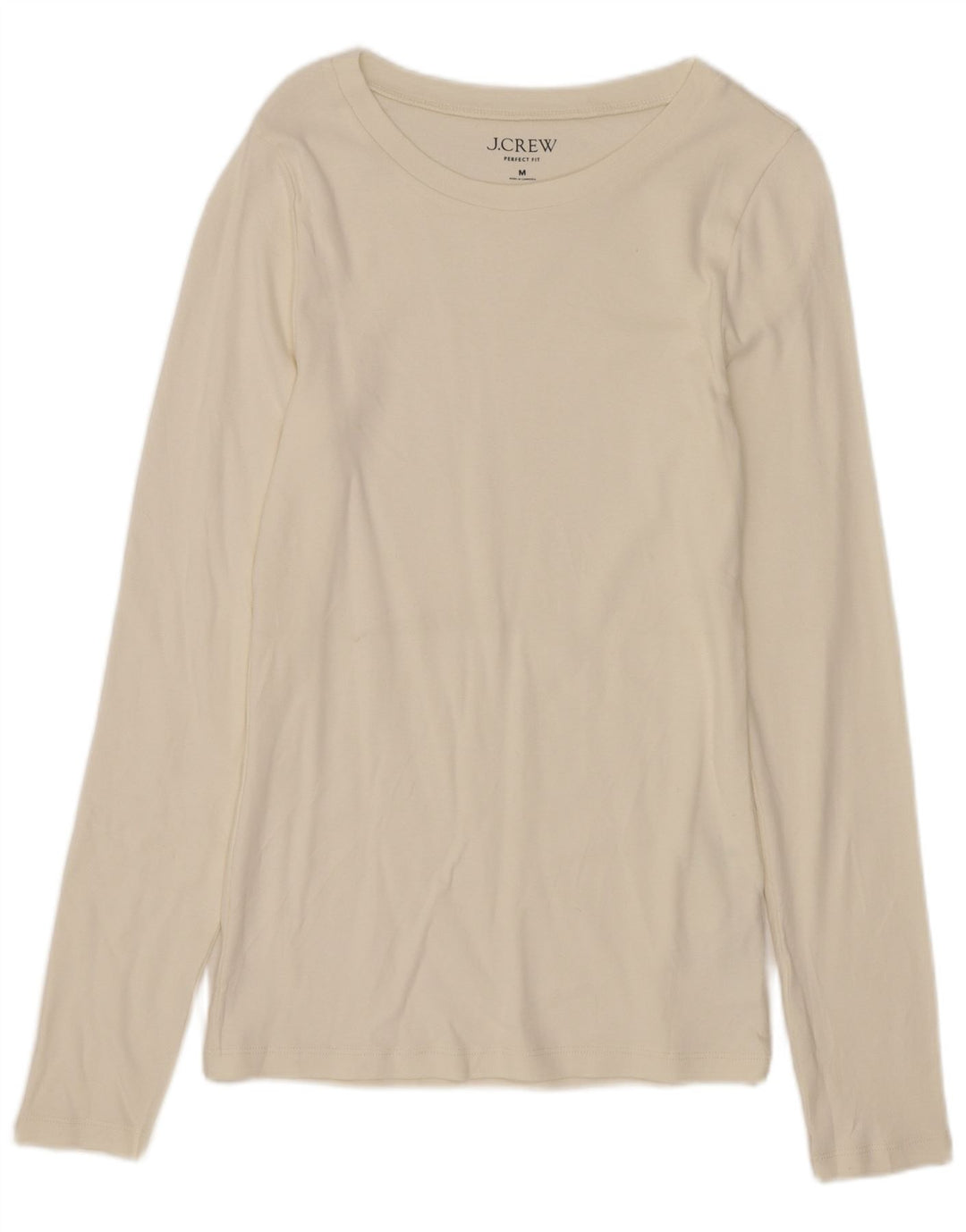 J. Crew Camiseta de ajuste perfecto para mujer, manga larga, UK 40, algodón blanco mediano