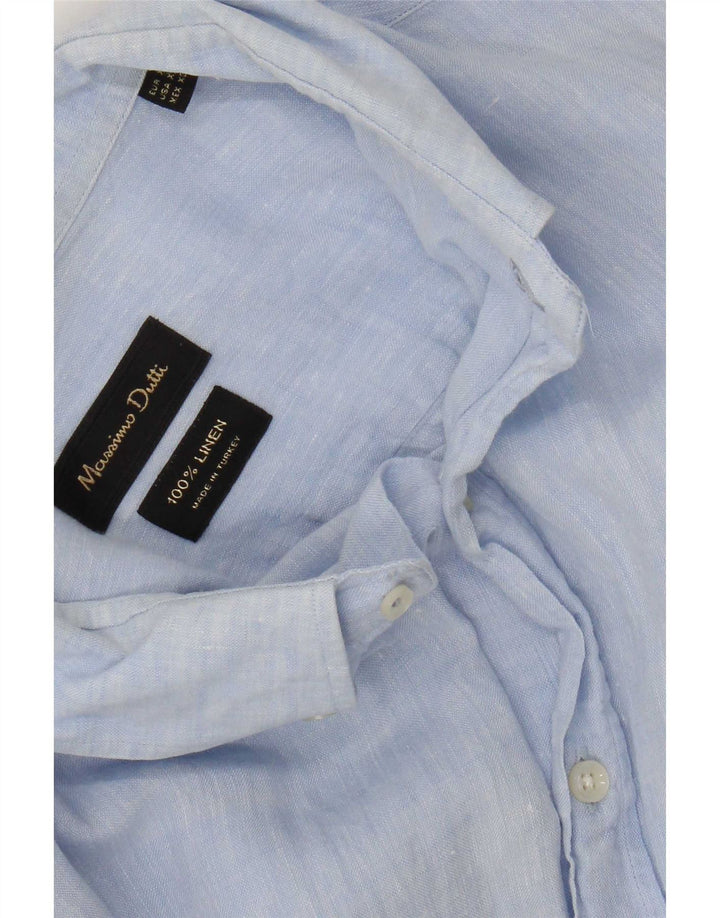 Camisa Massimo Dutti Hombre XL Lino Azul