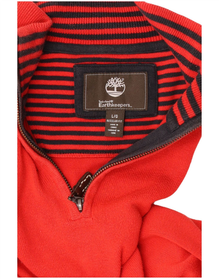 Timberland Earthkeepers - Jersey de corte regular con cuello y cremallera para hombre, talla grande, color rojo