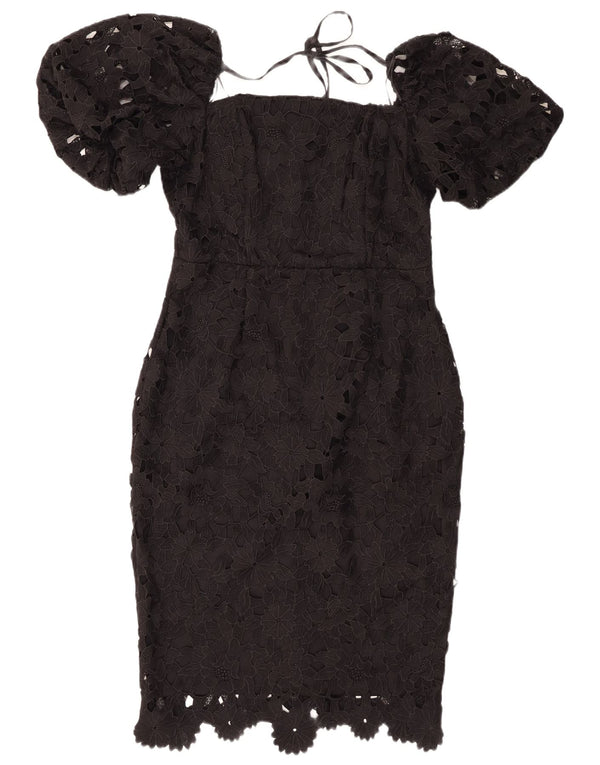 Vestido ajustado con hombros descubiertos para mujer de Lipsy UK 44 Poliéster floral negro grande