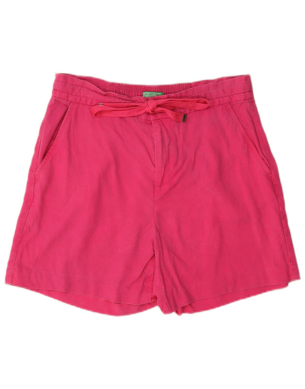 Benetton Mujer Shorts Casual De Talle Alto Mediano W30 Rosa Lyocell