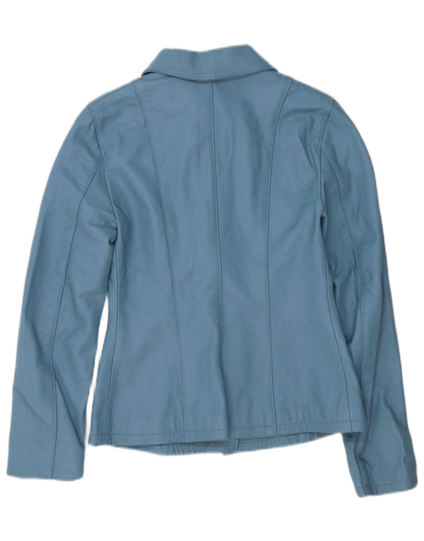 Camisa de cuero vintage para mujer IT 42 Azul medio