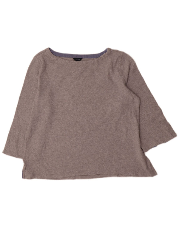 Nautica Top Mujer Manga 3/4 UK 18 XL Algodón Gris