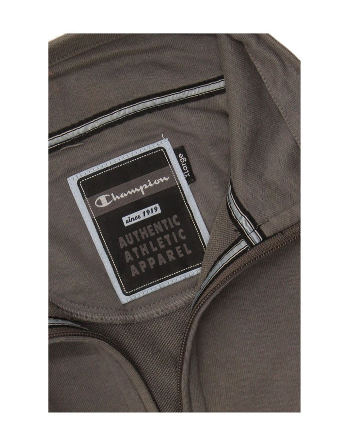 CHAMPION Mens Zip Neck Sweatshirt Jumper XL Grey Cotton