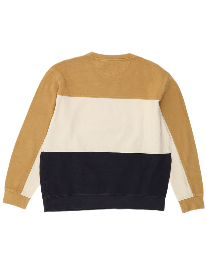Zara Hombre Sudadera Jumper Large Beige Colorblock Algodón
