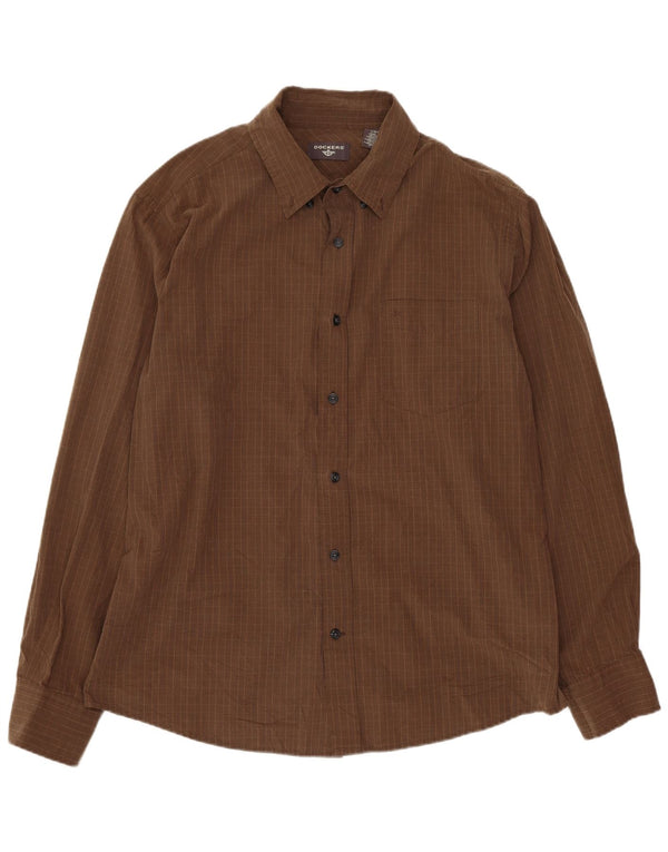 Camisa Dockers Hombre Grande Marrón Cuadros Algodón