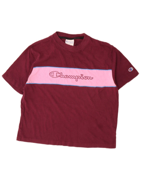 Champion Camiseta gráfica para mujer UK 44 Medium Borgoña Colorblock