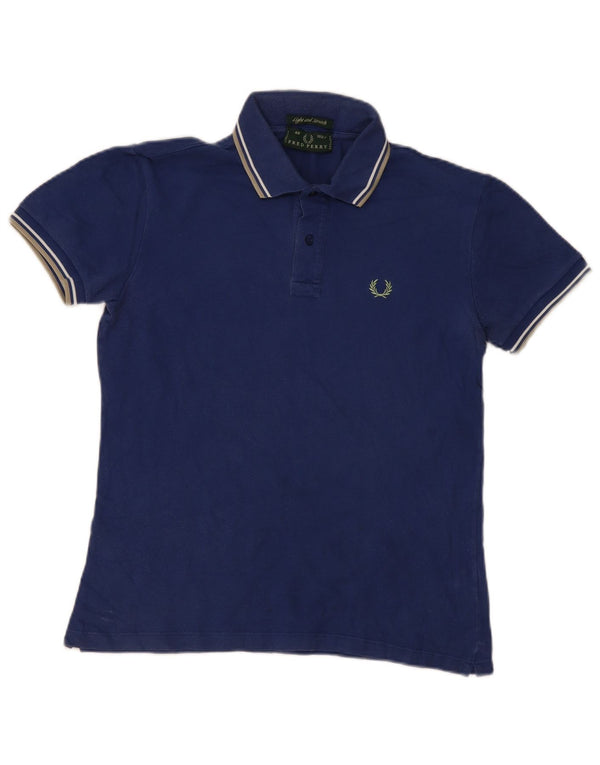 Fred Perry Polo Para Hombre Pequeño Algodón A Rayas Azul Marino