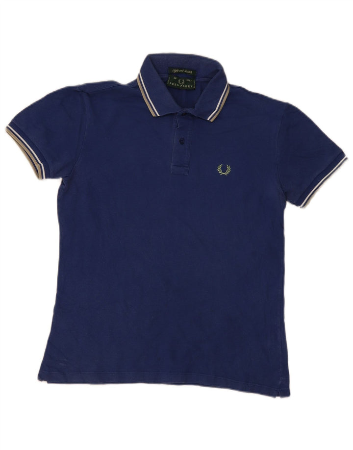Fred Perry Polo Para Hombre Pequeño Algodón A Rayas Azul Marino