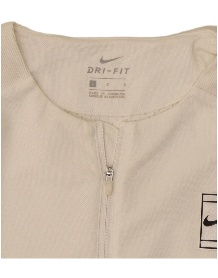 Nike Mujer Dri Fit Crop Chándal Top Chaqueta Reino Unido 16 Grande Poliéster Blanco
