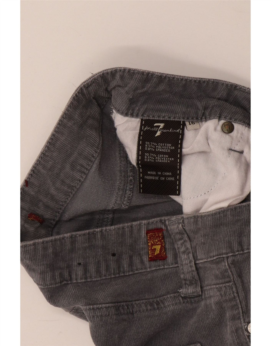 7 FOR ALL MANKIND Pantalón recto de pana para niño 15-16 años W32 L29 Gris